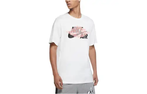 Jordan T Shirts Men's White Crew Neck Moderate Straight Fit