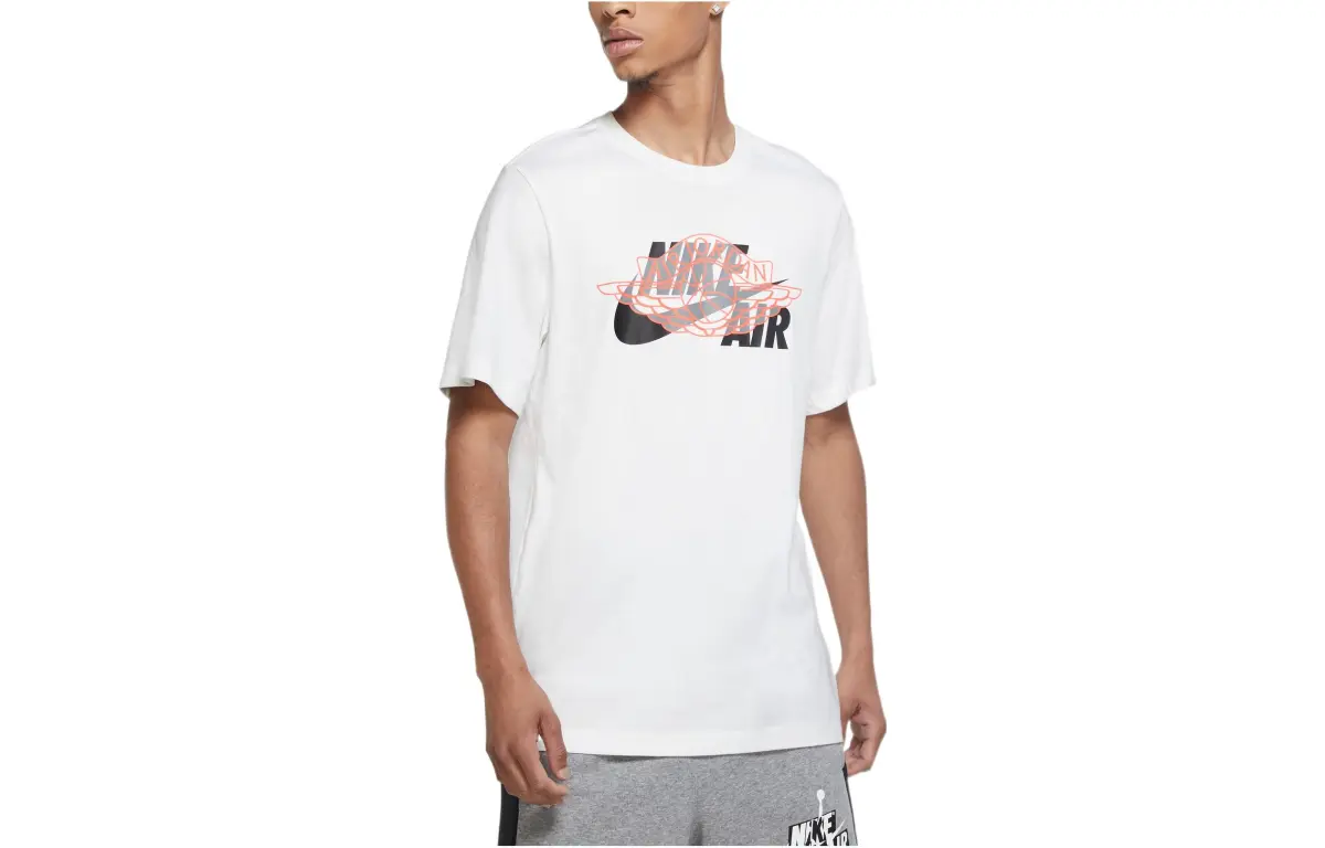 Jordan T-Shirts Men's White Crew Neck Moderate Straight Fit