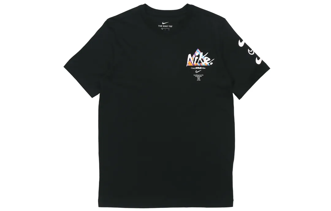 Nike T Shirts Men's Black Crew Neck Moderate Straight Fit