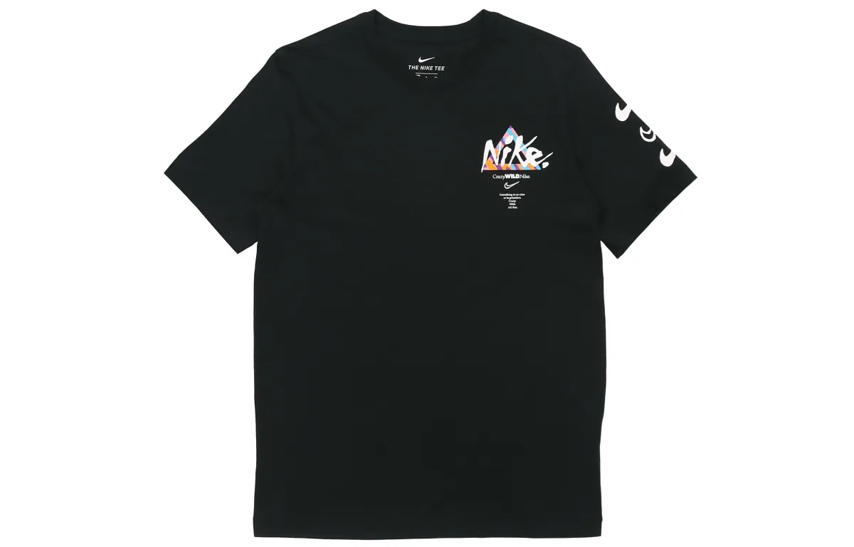 Nike T-Shirts Men's Black Crew Neck Moderate Straight Fit
