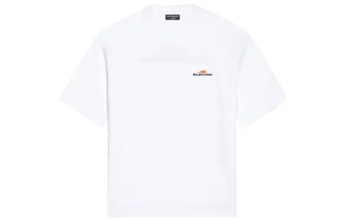 Balenciaga T Shirts Men's White Crew Neck Moderate Straight Fit