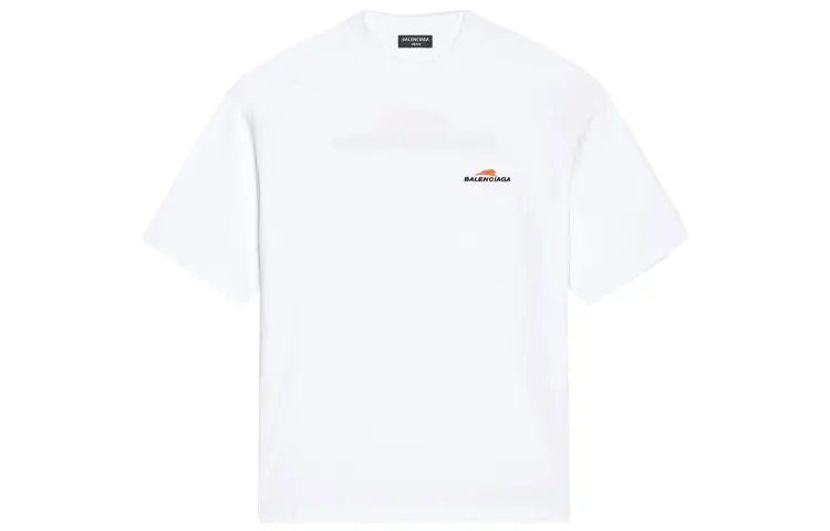 Balenciaga T Shirts Men's White Crew Neck Moderate Straight Fit