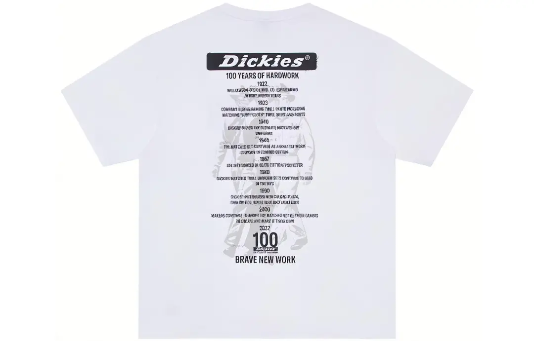 Dickies T Shirts Unisex White Crew Neck Moderate Straight Fit