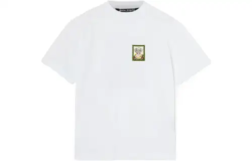 PALM ANGELS T Shirts Men's White Crew Neck Moderate Straight Fit