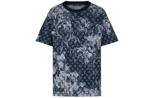 LOUIS VUITTON New Quarterly Products Of LV T Shirts Men's Blue Crew Neck Moderate Straight Fit