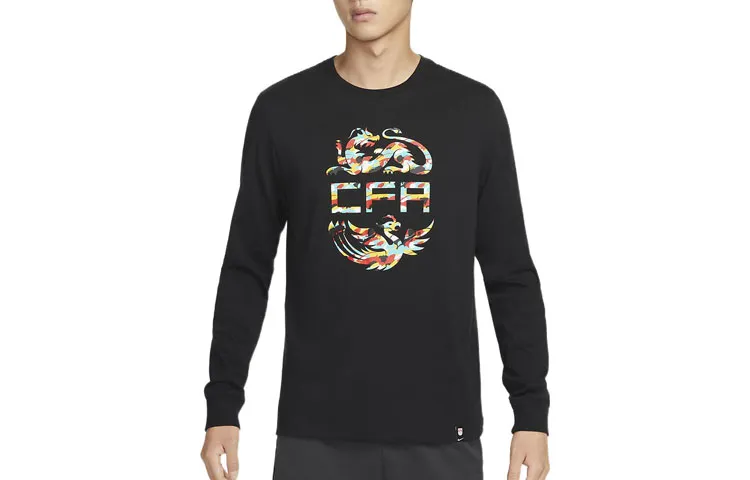Nike T-Shirts Men's Black Crew Neck Moderate Straight Fit