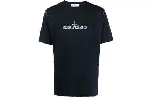 STONE ISLAND T Shirts Men's Black Crew Neck Moderate Straight Fit