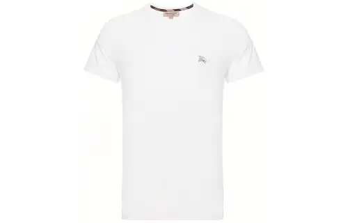 Burberry T Shirts Men's White Crew Neck Moderate Straight Fit