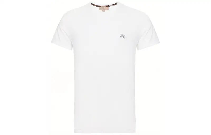 Burberry T Shirts Men's White Crew Neck Moderate Straight Fit