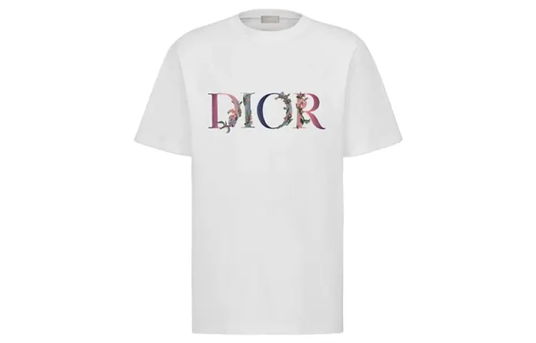 DIOR Flowers Embroidered T Shirt