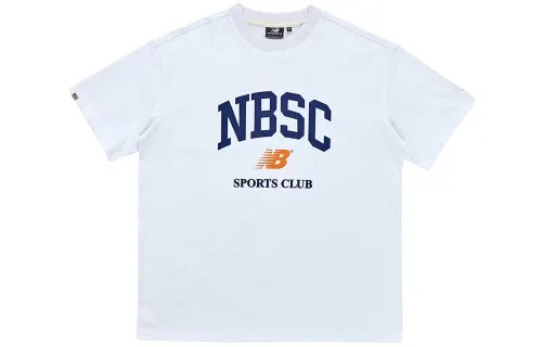 New Balance NB Sport T Shirts Men's White Crew Neck Moderate Straight Fit