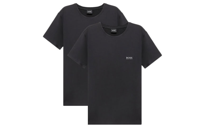 HUGO BOSS SS21 Близовая база круглый воротник короткий рукав Футболка мужской стиль 2 куска черный