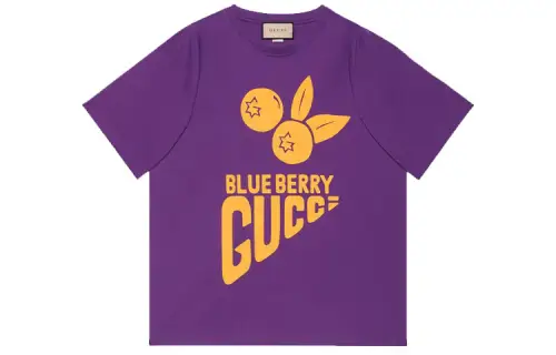 GUCCI Logo Print Crew Neck Pullover Short Sleeved SS22 T Shirt Men's Purple
