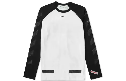 OFF WHITE SS19 T Shirts Men's White Crew Neck Moderate Straight Fit