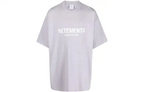 Vetements T Shirts Men's Lavender Purple Crew Neck Moderate