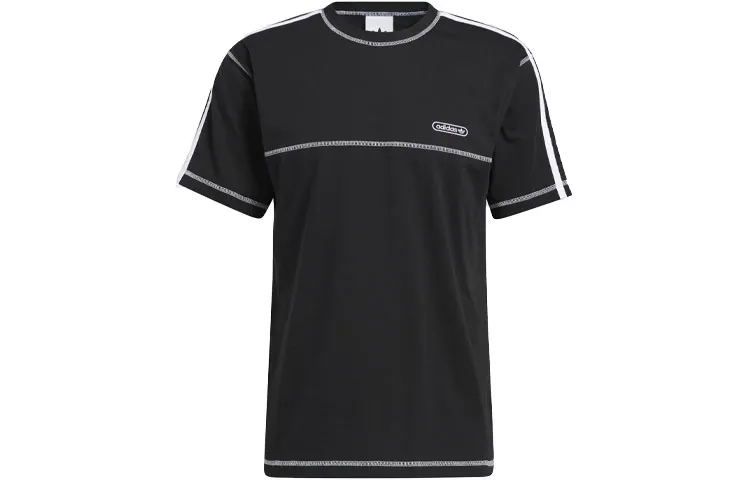 Adidas Originals CNTRST STITCH T-Shirts Men's Black Crew Neck Moderate Straight Fit
