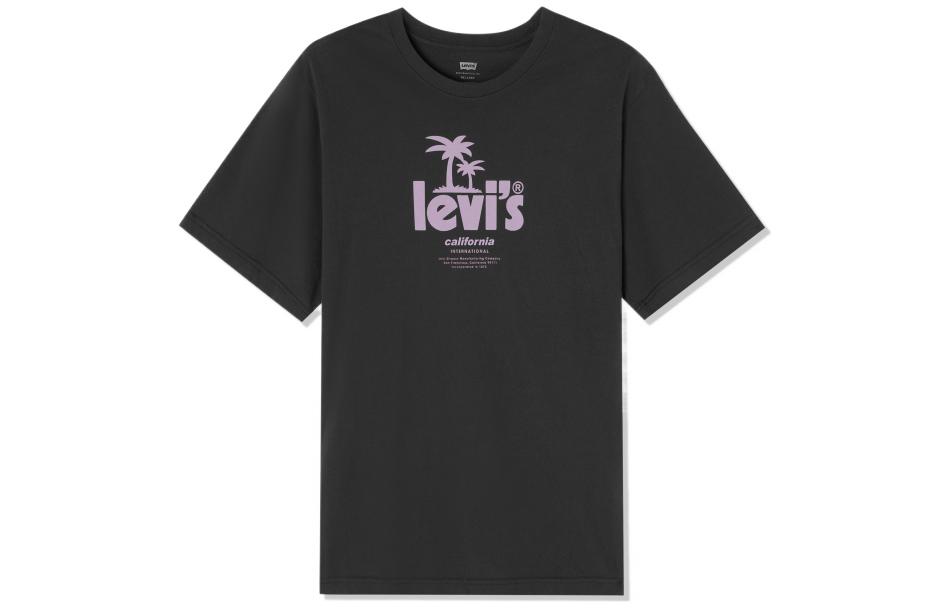 Levis T Shirts Men's Black Crew Neck Moderate Straight Fit