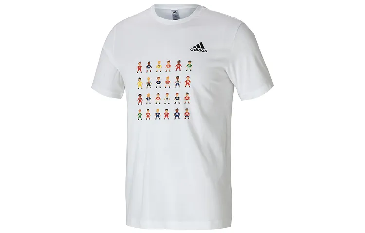 Adidas T-Shirts Men's White Crew Neck Moderate Straight Fit