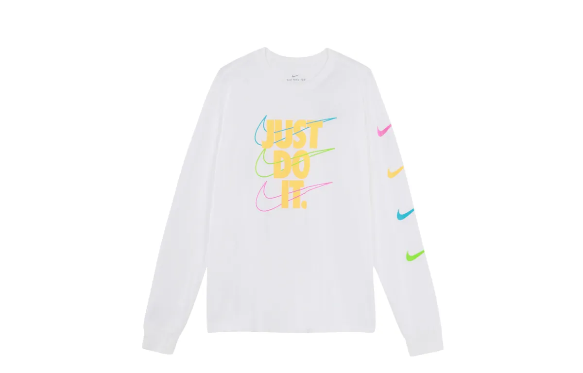 Nike T-Shirts Men's White Crew Neck Moderate Straight Fit