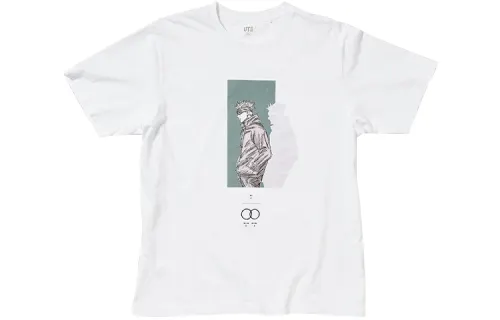 UNIQLO X T Shirts Unisex White Crew Neck Moderate Straight Fit