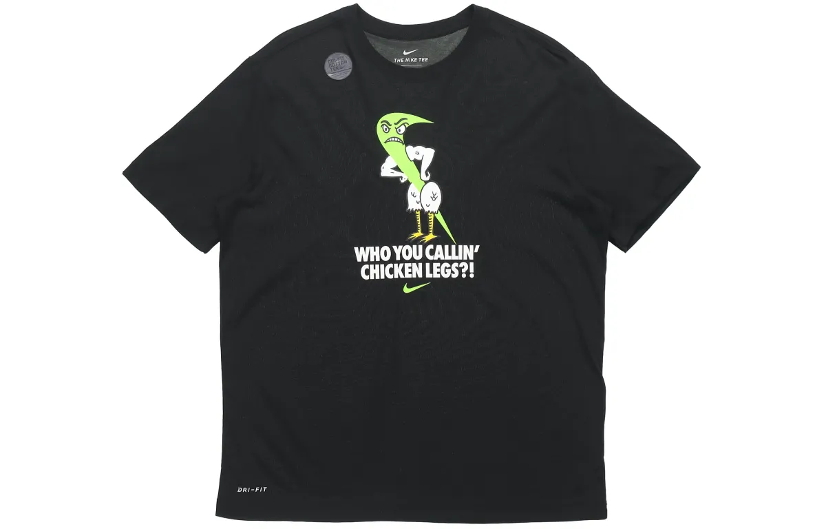 Nike T-Shirts Men's Black Crew Neck Moderate Straight Fit
