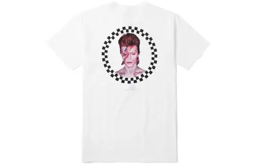 Vans X David Bowie T Shirts Men's White Crew Neck Moderate Straight Fit