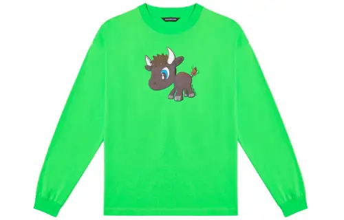 Balenciaga T Shirts Unisex Neon Green Crew Neck Moderate Straight Fit