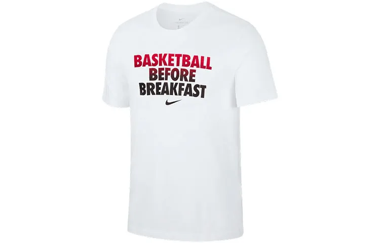 Nike T-Shirts Men's White Crew Neck Moderate Straight Fit