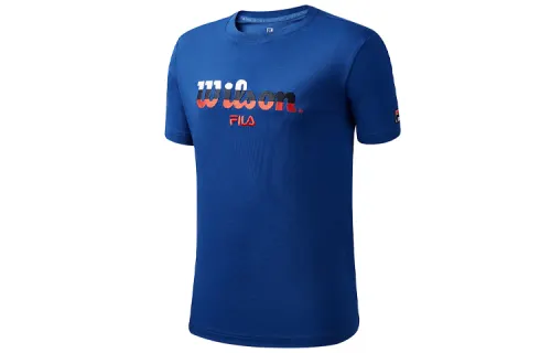 FILA X Wilson T Shirts Men's Royal Blue Crew Neck Moderate Straight Fit