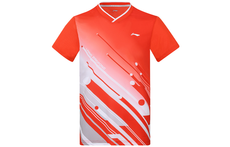Li Ning Table Tennis Clothing Men’s Spicy Orange V Neck Moderate
