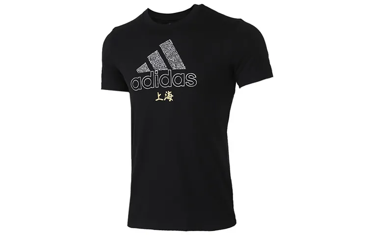 Adidas T-Shirts Men's Black Crew Neck Moderate Straight Fit