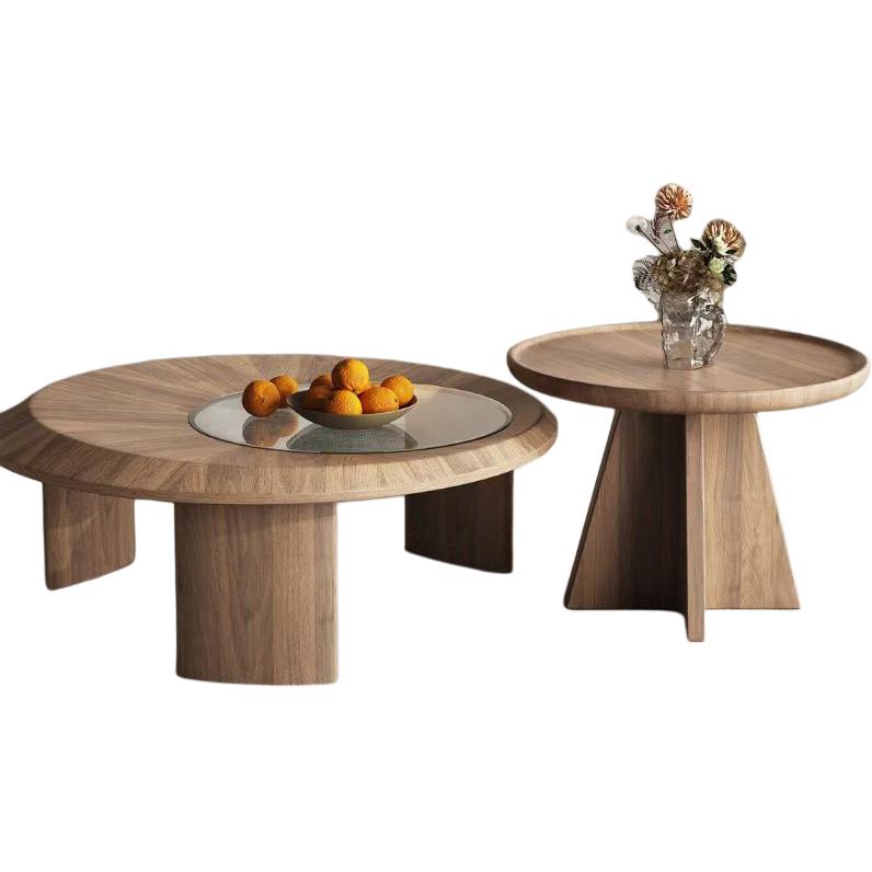 Jingshan Baisui Italian minimalist modern simple walnut color coffee table combination round design small apartment creative living room home side table