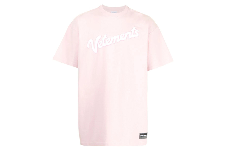 Vetements T Shirts Men's Pink Crew Neck Moderate Other