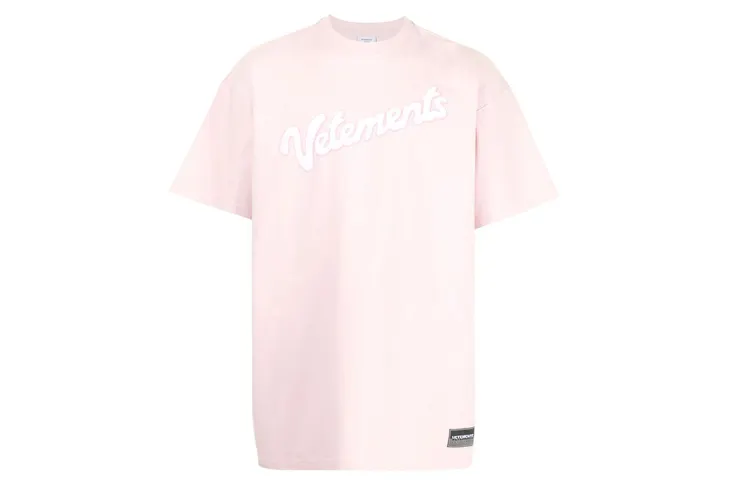 Vetements T Shirts Men's Pink Crew Neck Moderate Other