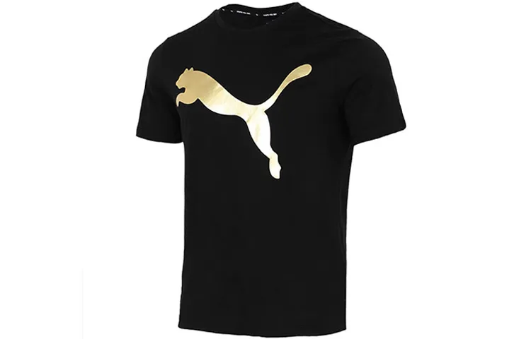 PUMA T-Shirts Men's Black Crew Neck Moderate Straight Fit