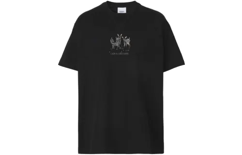 Burberry Embroidered Deer Cotton Oversized T Shirt