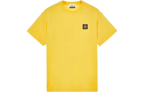 STONE ISLAND T Shirts Men's Yellow Crew Neck Moderate Straight Fit