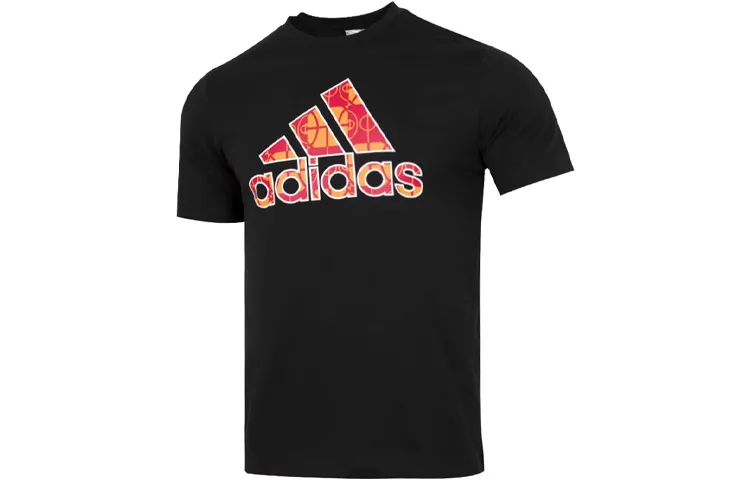 Adidas T-Shirts Men's Black Crew Neck Moderate Straight Fit