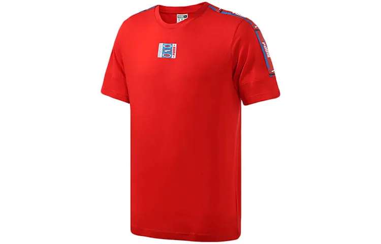 PUMA 90s Retro T-Shirts Men's Red Crew Neck Moderate Straight Fit