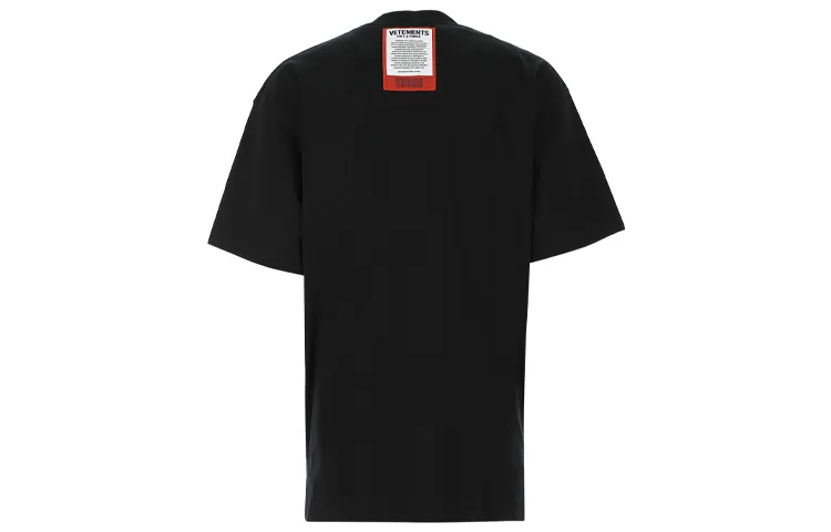 Vetements T Shirts Men's Black Crew Neck Moderate Straight Fit