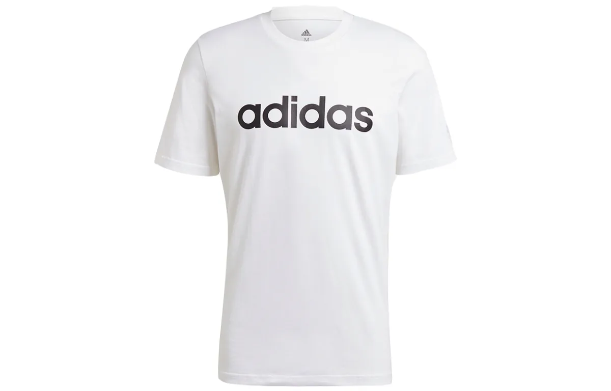 Adidas ESSENTIALS T-Shirts Men's White Crew Neck Moderate Straight Fit