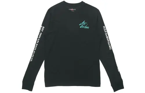 Jordan T Shirts Men's Black Crew Neck Moderate Straight Fit