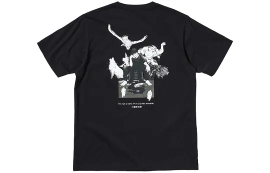 UNIQLO T Shirts Unisex Black Crew Neck Moderate Straight Fit