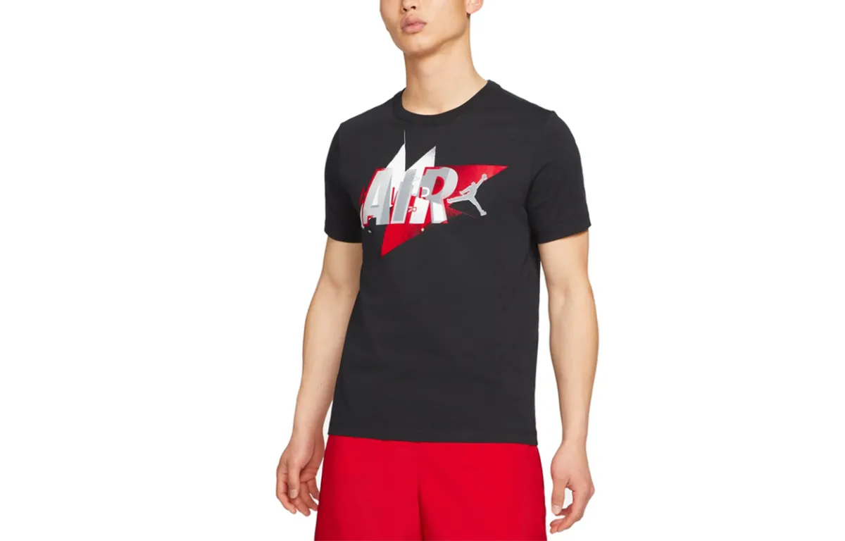 Jordan T-Shirts Men's Black Crew Neck Moderate Straight Fit