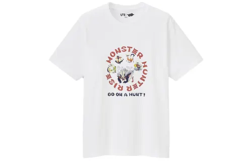 UNIQLO T Shirts Unisex White Crew Neck Moderate Straight Fit