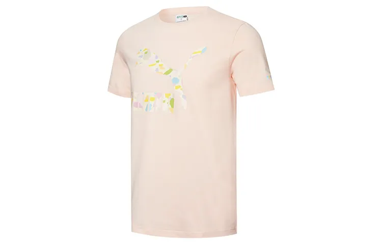 PUMA T-Shirts Unisex Light Pink Crew Neck Moderate Straight Fit