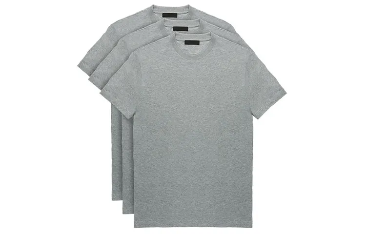 PRADA T Shirts Men's 3 Pack Gray Crew Neck Moderate Straight Fit