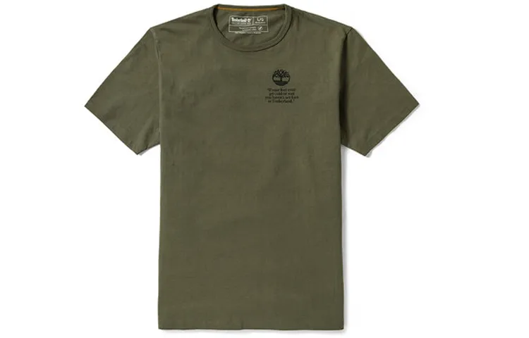 Timberland T-Shirts Men's Green Crew Neck Moderate Straight Fit