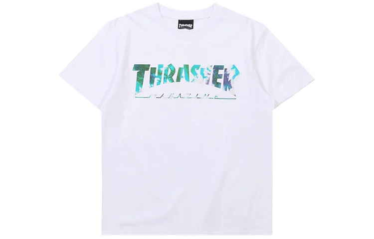 Thrasher Crew Neck Loose Fit Straight Fit Short Sleeved T Shirt Japan Version Unisex White