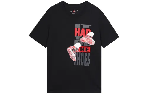 Jordan T Shirts Men's Black Crew Neck Moderate Straight Fit
